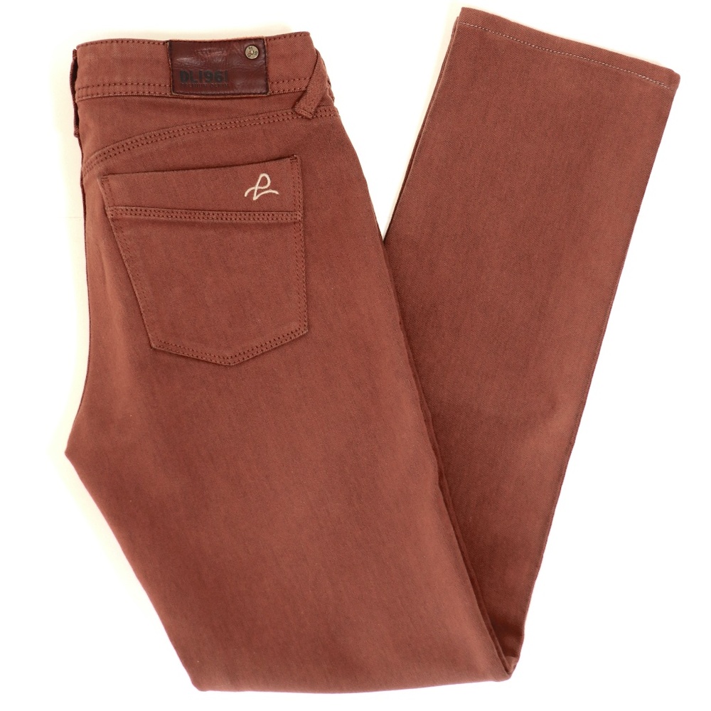 Mid-rise 'Samantha slim straight' jeans rust color
